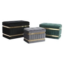 Hocker DKD Home Decor Schwarz Gold grün Dunkelgrau Holz MDF 70 x 40 x 43 cm