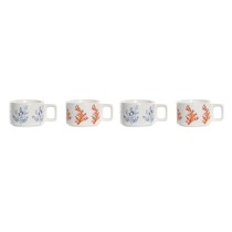 Ensemble de tasses à café DKD Home Decor Bleu Fuchsia Métal Dolomite Corail 260 ml 4 Pièces