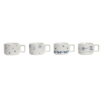 Piece Coffee Cup Set DKD Home Decor Blue White Metal Dolomite 260 ml 4 Pieces