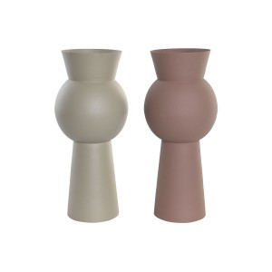 Vase DKD Home Decor Beige Rosa Eisen 17 x 17 x 40,5 cm (2 Stück)