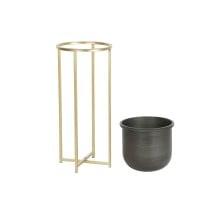 Satz Blumentöpfe DKD Home Decor 28,5 x 28,5 x 65,5 cm 28 x 28 x 65 cm Schwarz Gold Metall