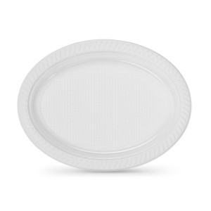 Set of reusable plates Algon White 27 x 21 cm Plastic Oval 6 Units