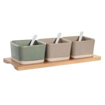 Ensemble à apértif DKD Home Decor 29 x 11,5 x 1,5 cm Porcelaine Multicouleur Bambou Scandinave