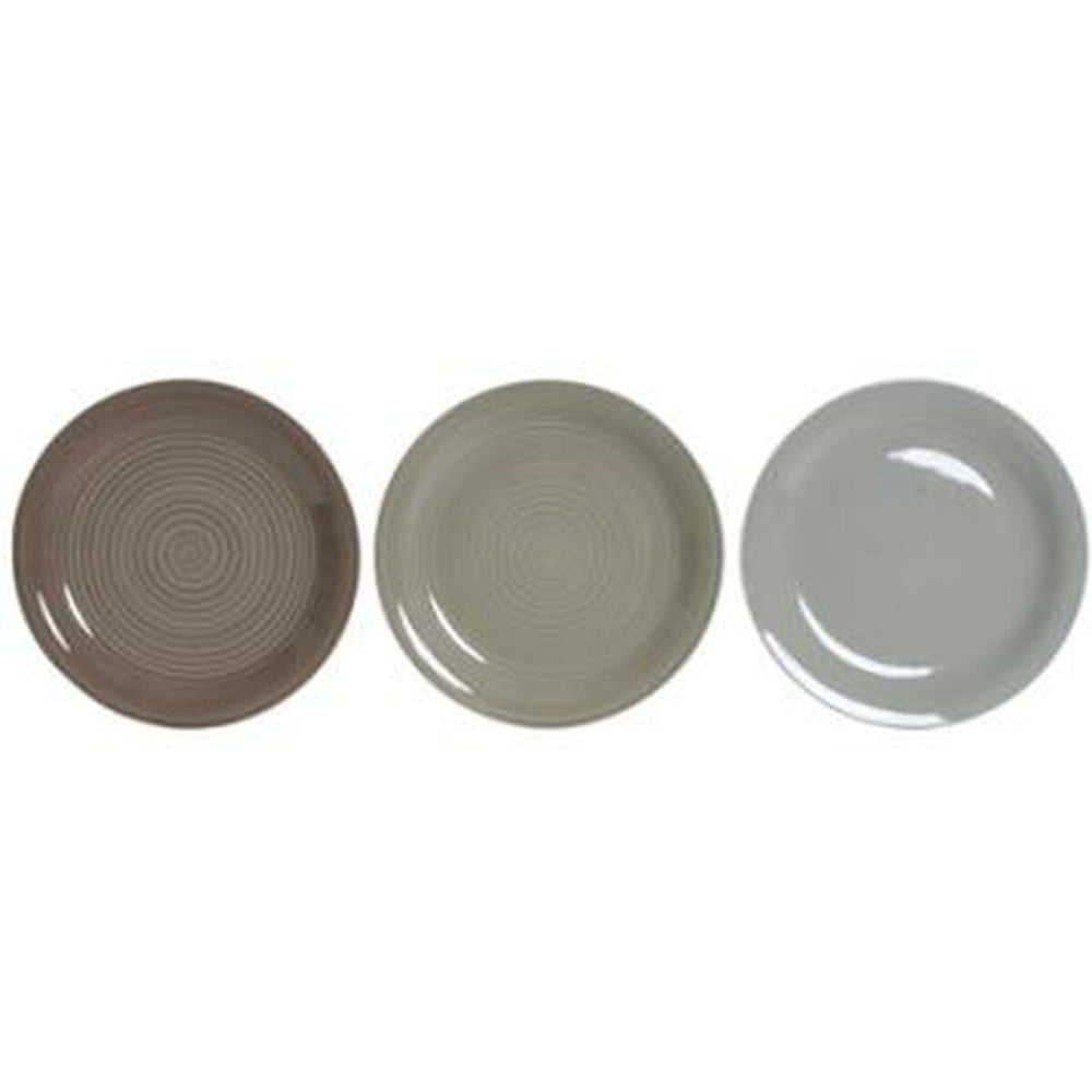 Assiettes DKD Home Decor Marron Gris Grès 26,5 x 26,5 x 3 cm 18 Pièces