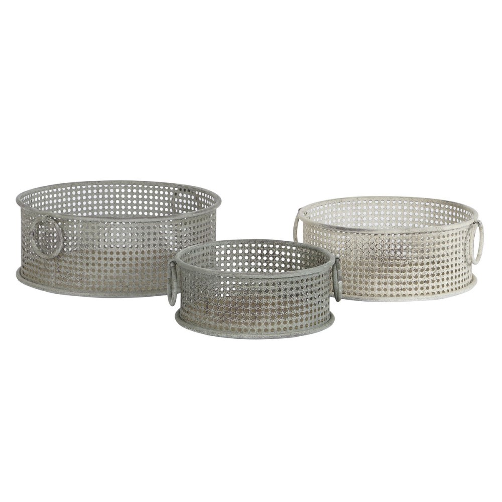 Basket set DKD Home Decor 43 x 42 x 17 cm Metal Aluminium Vintage