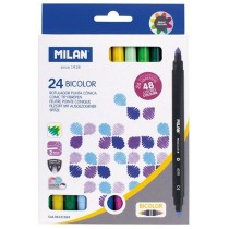 Ensemble de Marqueurs Milan Bicolore 24 Pièces Multicouleur