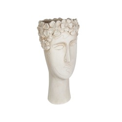 Planter Romimex Grey Resin Flowers Bust 22 x 49 x 21 cm