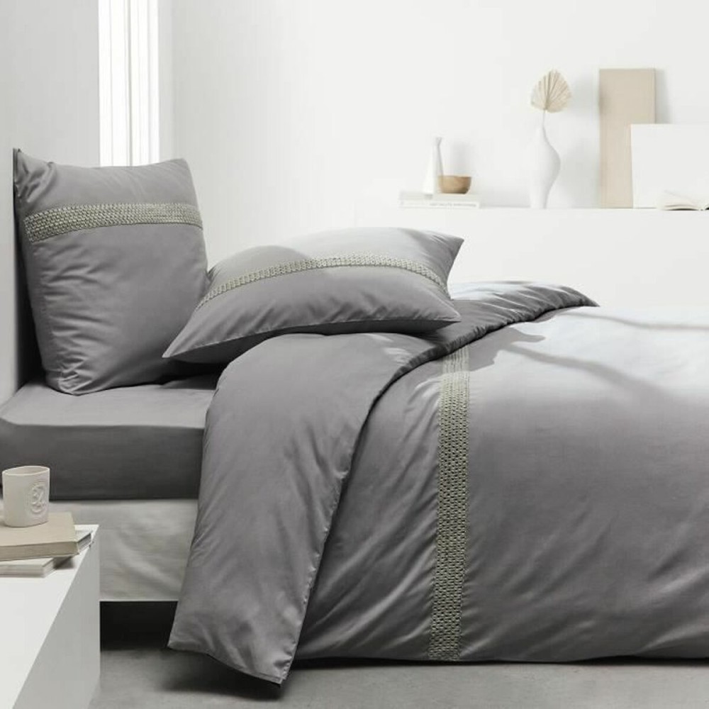 Drap housse TODAY Percale Gris clair 140 x 200 cm Gris