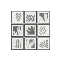 Painting DKD Home Decor 40 x 4 x 40 cm Leaf of a plant Urban (9Units)