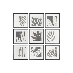 Painting DKD Home Decor 40 x 4 x 40 cm Leaf of a plant Urban (9Units)