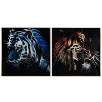 Cadre DKD Home Decor Tigre 80 x 3 x 80 cm Moderne (2 Unités)