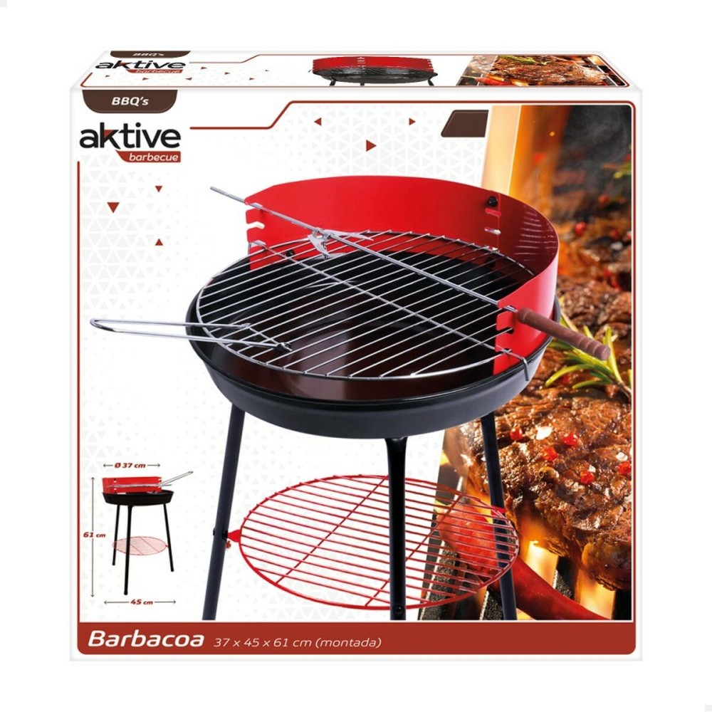 Barbecue Portable Aktive Bois Fer Ø 38 cm 37 x 61 x 45 cm (6 Unités) Rouge