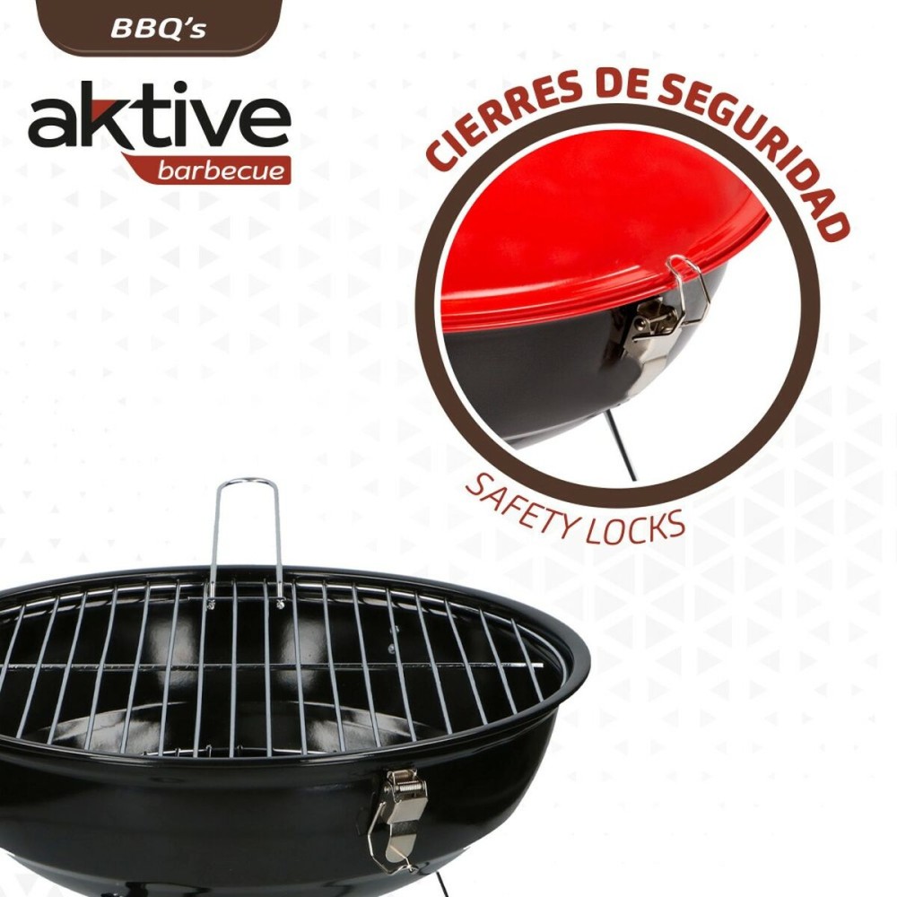 Barbecue Portable Aktive Enamelled Metal Ø 36 cm 36 x 44 x 36 cm (4 Units) Red