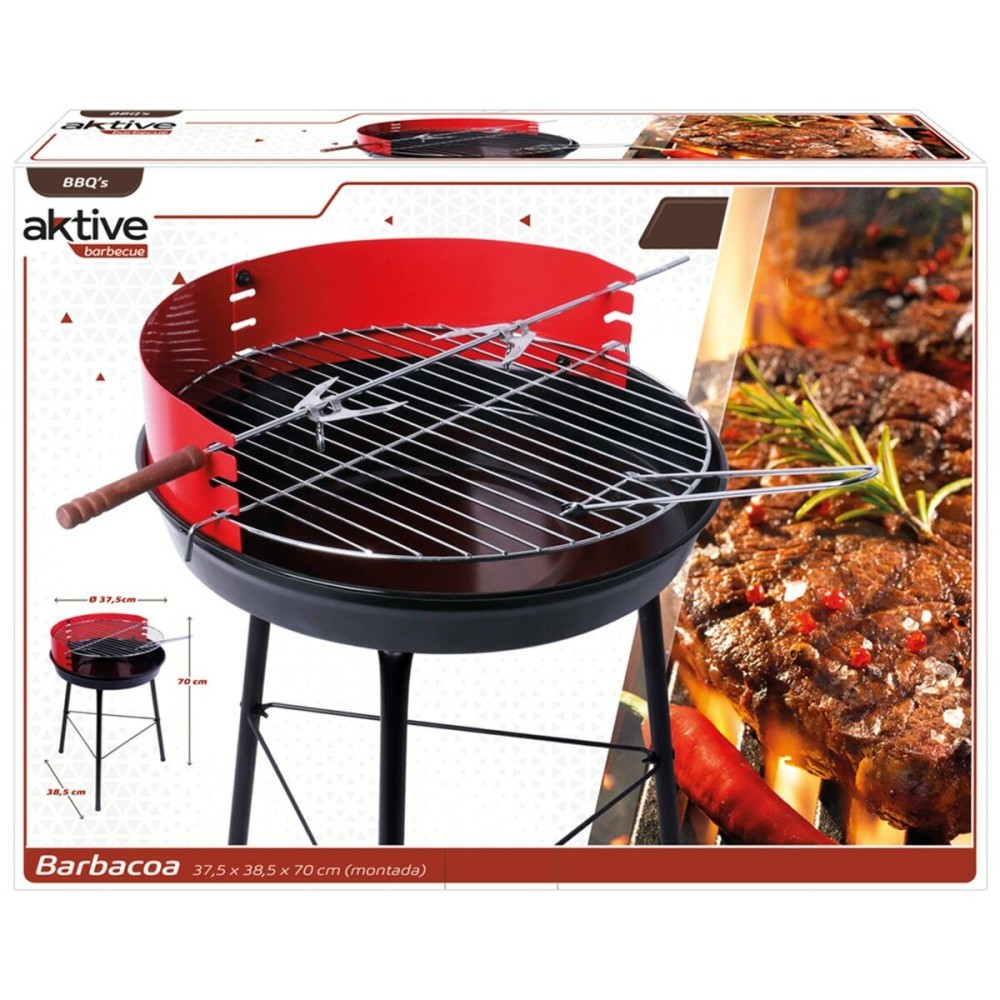 Barbecue Portable Aktive Wood Iron 37,5 x 70 x 38,5 cm (4 Units) Red