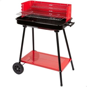 Holzkohlegrill mit Rädern Aktive Stahl Kunststoff Emailliertes Metall 66 x 85 x 44 cm Rot