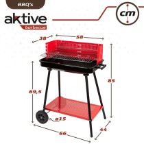 Holzkohlegrill mit Rädern Aktive Stahl Kunststoff Emailliertes Metall 66 x 85 x 44 cm Rot