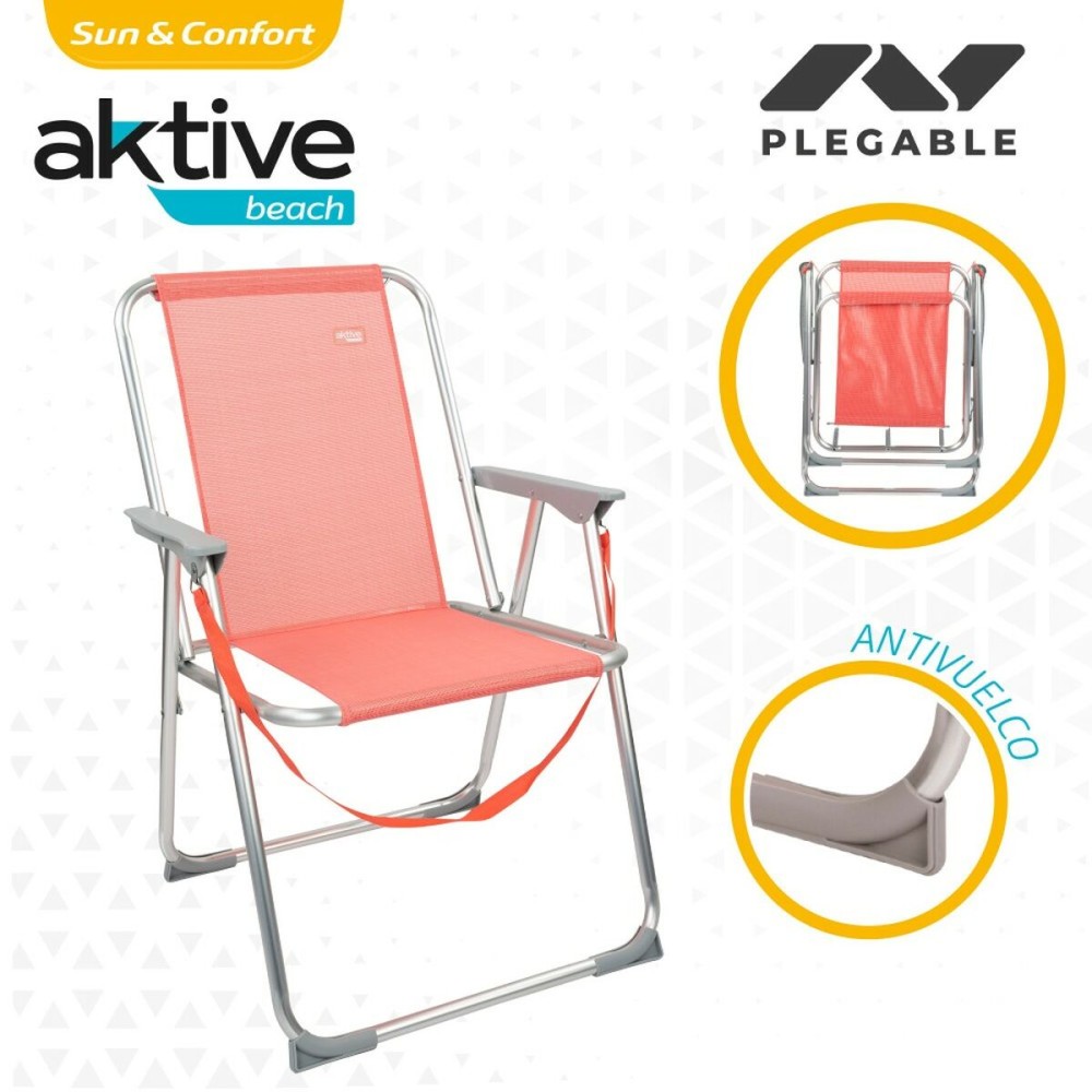 Folding Chair Aktive Flamingo Coral 44 x 76 x 45 cm (4 Units)