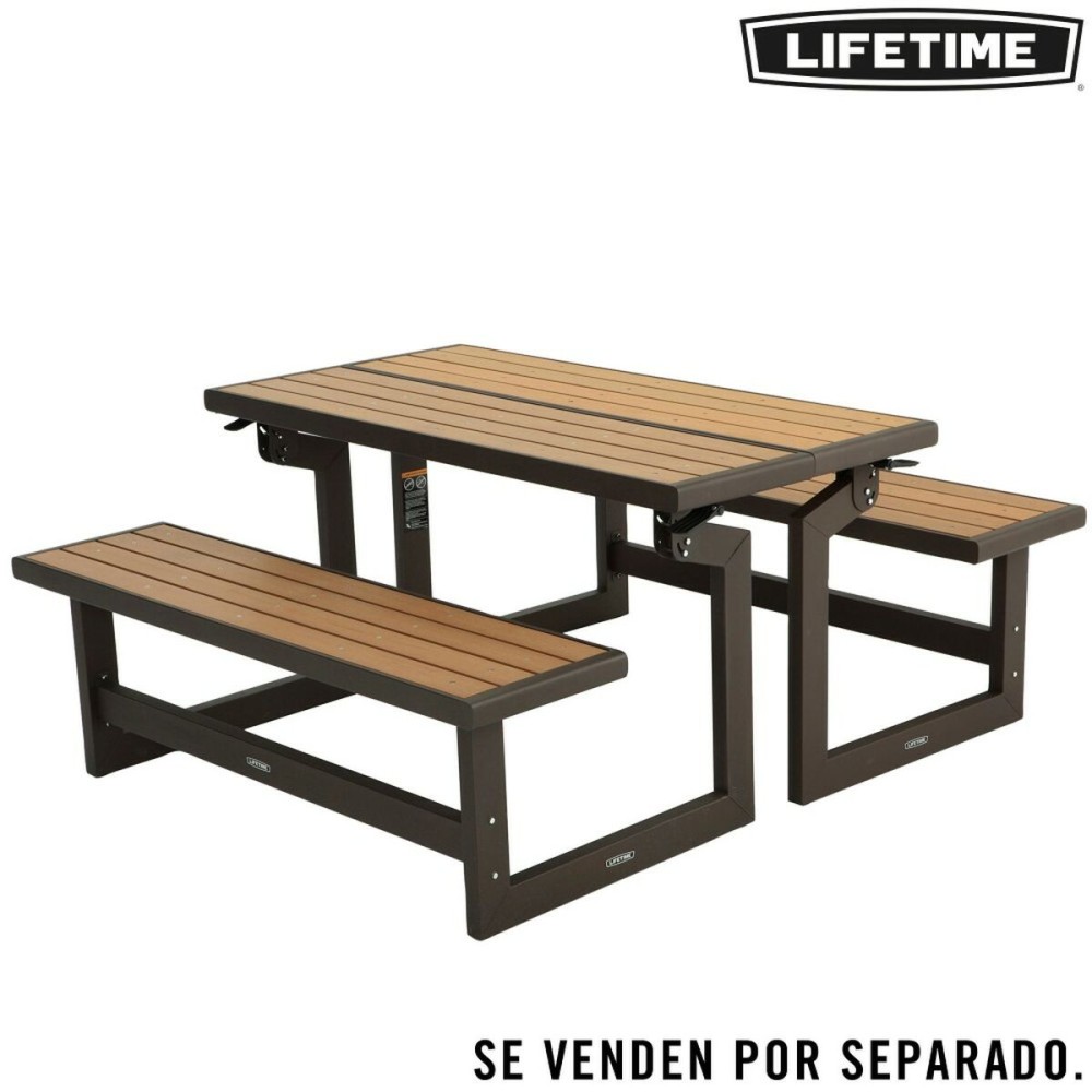 Bench with backrest Lifetime Table Brown Convertible