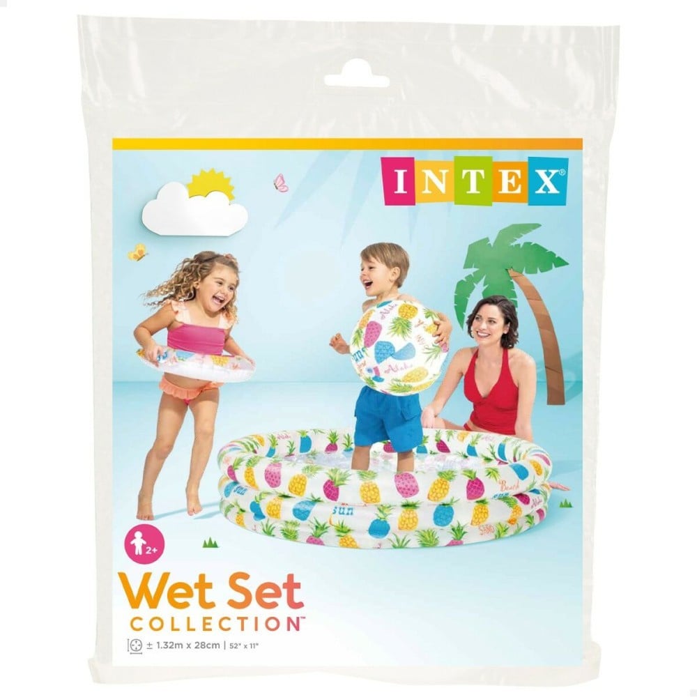 Pataugeoire gonflable pour enfants Intex Ananas Anneaux 248 L 132 x 28 x 132 cm (12 Unités)