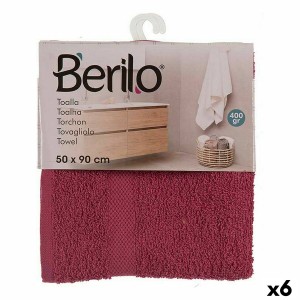 Serviette de toilette Berilo 5312 Bordeaux 80 % coton 20 % Polyester 50 x 0,5 x 90 cm (6 Unités)