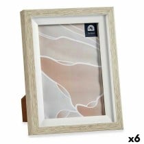 Cadre photo 16,5 x 21,5 x 2 cm Verre Beige Blanc Plastique (6 Unités)