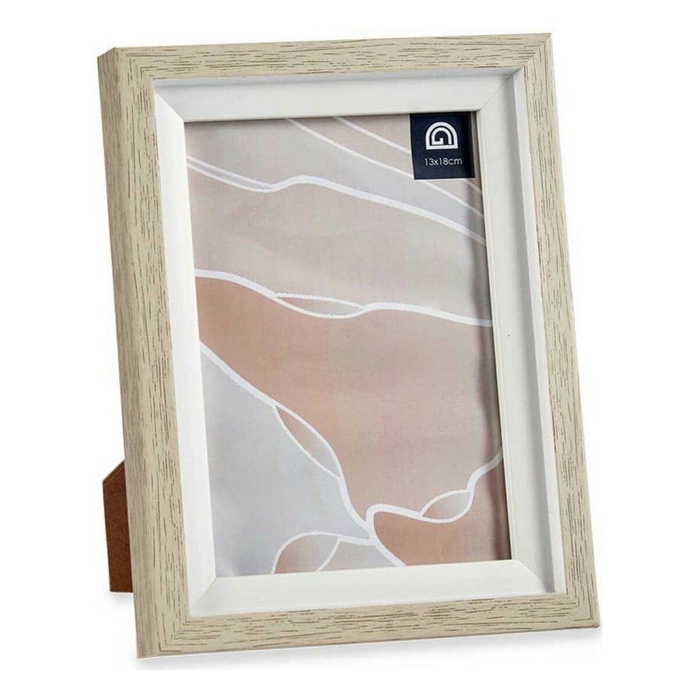 Cadre photo 16,5 x 21,5 x 2 cm Verre Beige Blanc Plastique (6 Unités)