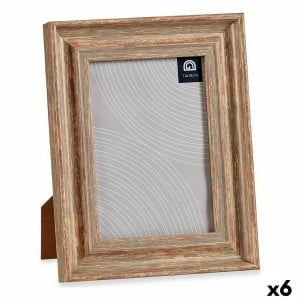 Photo frame 19 x 2 x 24 cm Crystal Wood Brown Copper Plastic (6 Units)