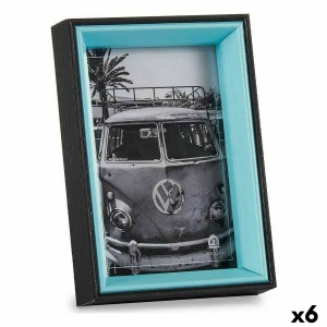 Cadre photo 3 x 17 x 12 cm Verre Noir Bleu Bois MDF (6 Unités)