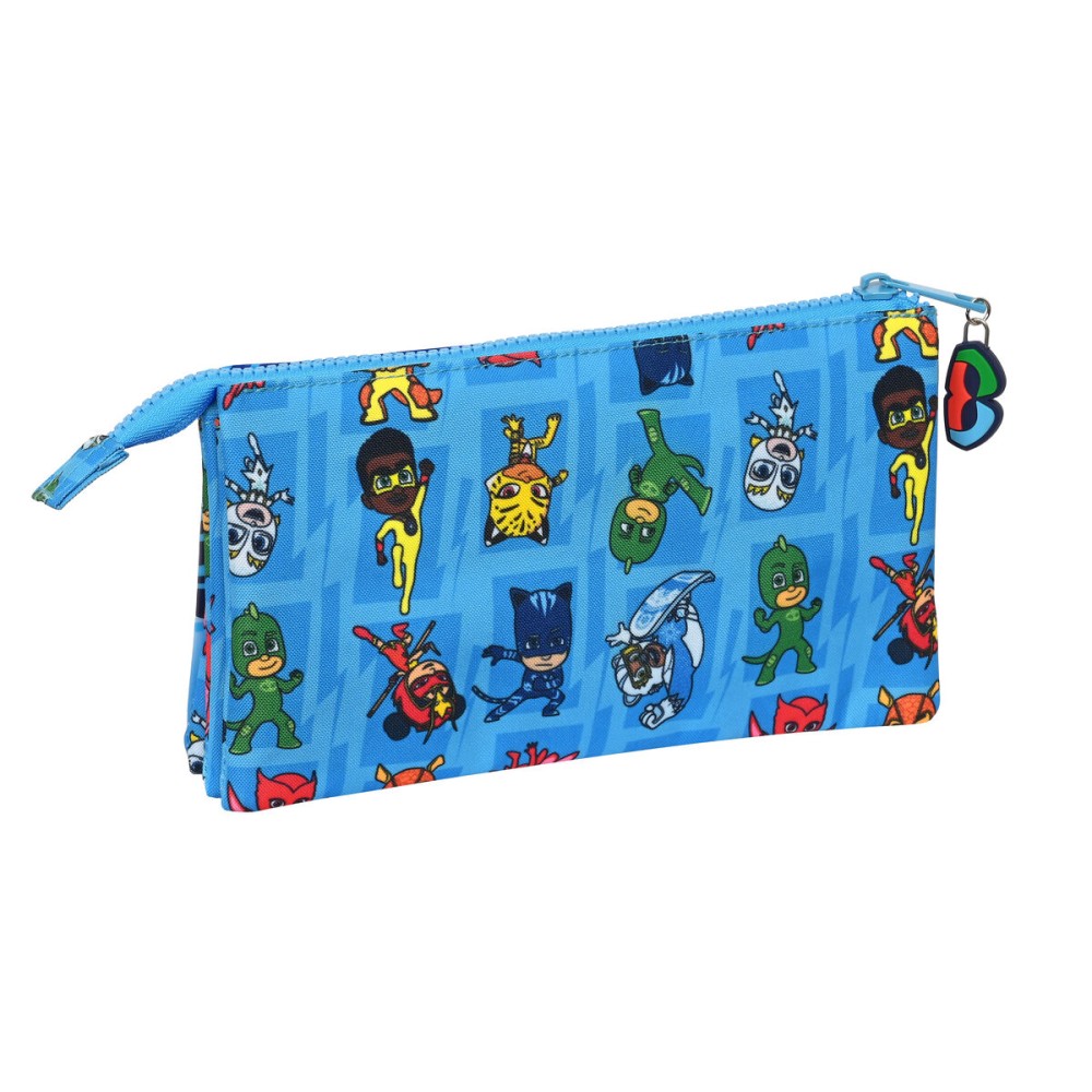 Trousse Fourre-Tout Triple PJ Masks Bleu 22 x 12 x 3 cm