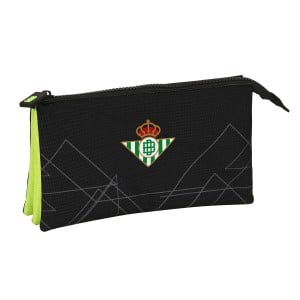 Trousse Fourre-Tout Triple Real Betis Balompié Noir Citron 22 x 12 x 3 cm