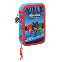 Double Pencil Case PJ Masks Blue 12.5 x 19.5 x 4 cm (28 Pieces)