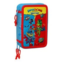 Dreifaches Federmäppchen SuperThings Rescue force 12.5 x 19.5 x 5.5 cm Blau (36 Stücke)