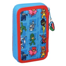 Plumier double PJ Masks Bleu 12.5 x 19.5 x 4 cm (28 Pièces)