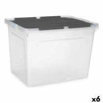 Boîte de rangement avec couvercle Kipit 87953 Transparent Anthracite Plastique 48 L (6 Unités)