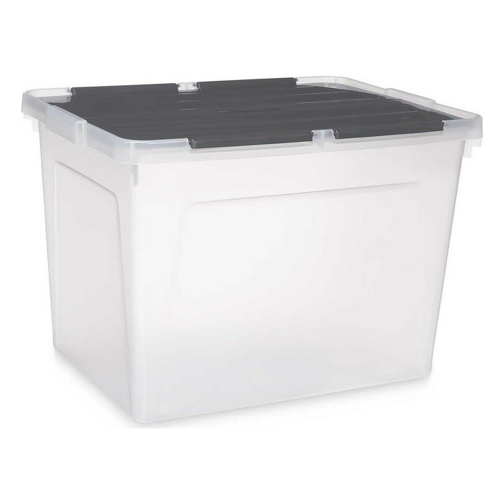 Boîte de rangement avec couvercle Kipit 87953 Transparent Anthracite Plastique 48 L (6 Unités)