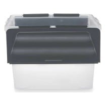 Storage Box with Lid Kipit 87953 Transparent Anthracite Plastic 48 L (6 Units)