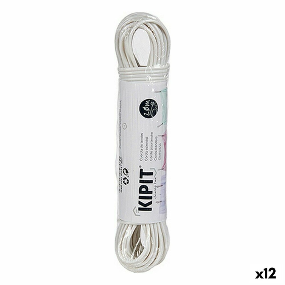 Fil à linge Kipit HH023B(S/C) Blanc PVC 20 m (12 Unités)