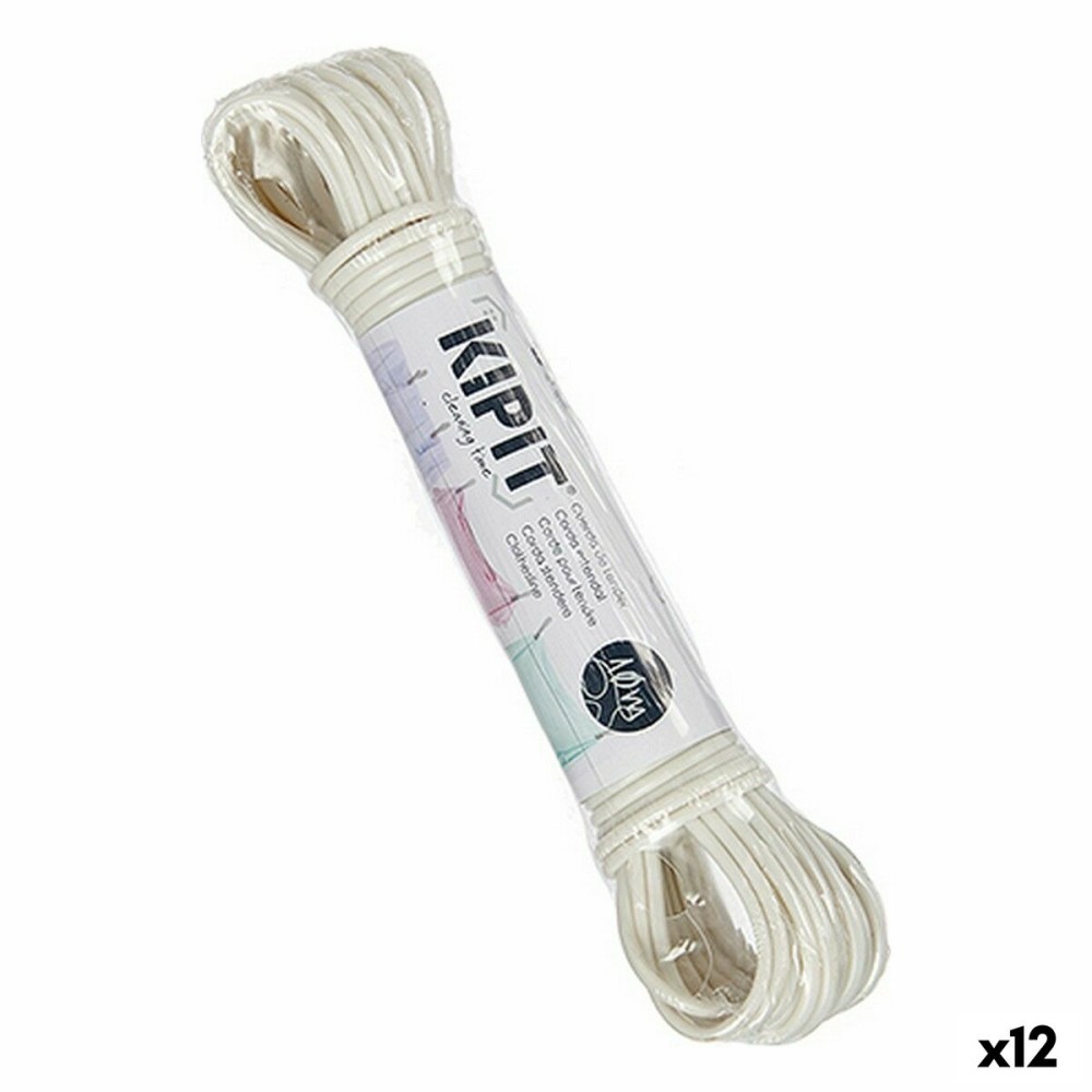 Fil à linge Kipit HH023A(S/C) Blanc PVC 10 m (12 Unités)