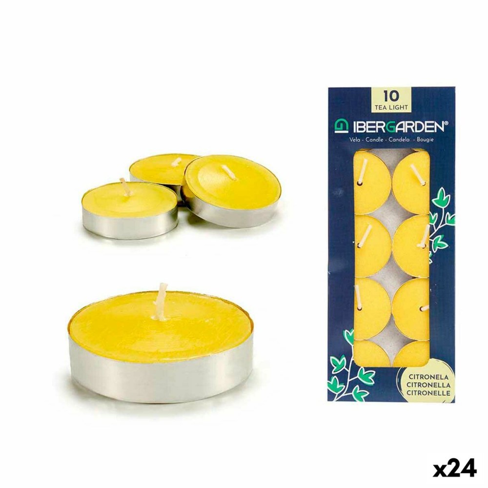 Candle Set Ibergarden HL-1010CIT Yellow Metal Wax Citronela (24 Units)