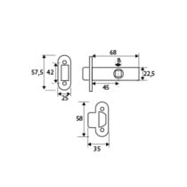 Serrure à mortaiser sans cylindre EDM 85637 PCT03 Acier 68 x 25 x 57,5 mm Tubulaire