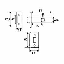 Serrure à mortaiser sans cylindre EDM 85638 PCT03 Acier 68 x 25 x 57,5 mm Tubulaire