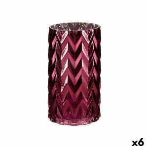 Vase Taillé Epis Rose Verre 11,3 x 19,5 x 11,3 cm (6 Unités)