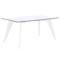 Dining Table DKD Home Decor White Transparent Crystal MDF Wood 160 x 90 x 75 cm