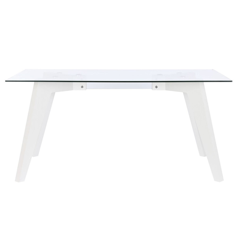 Dining Table DKD Home Decor White Transparent Crystal MDF Wood 160 x 90 x 75 cm