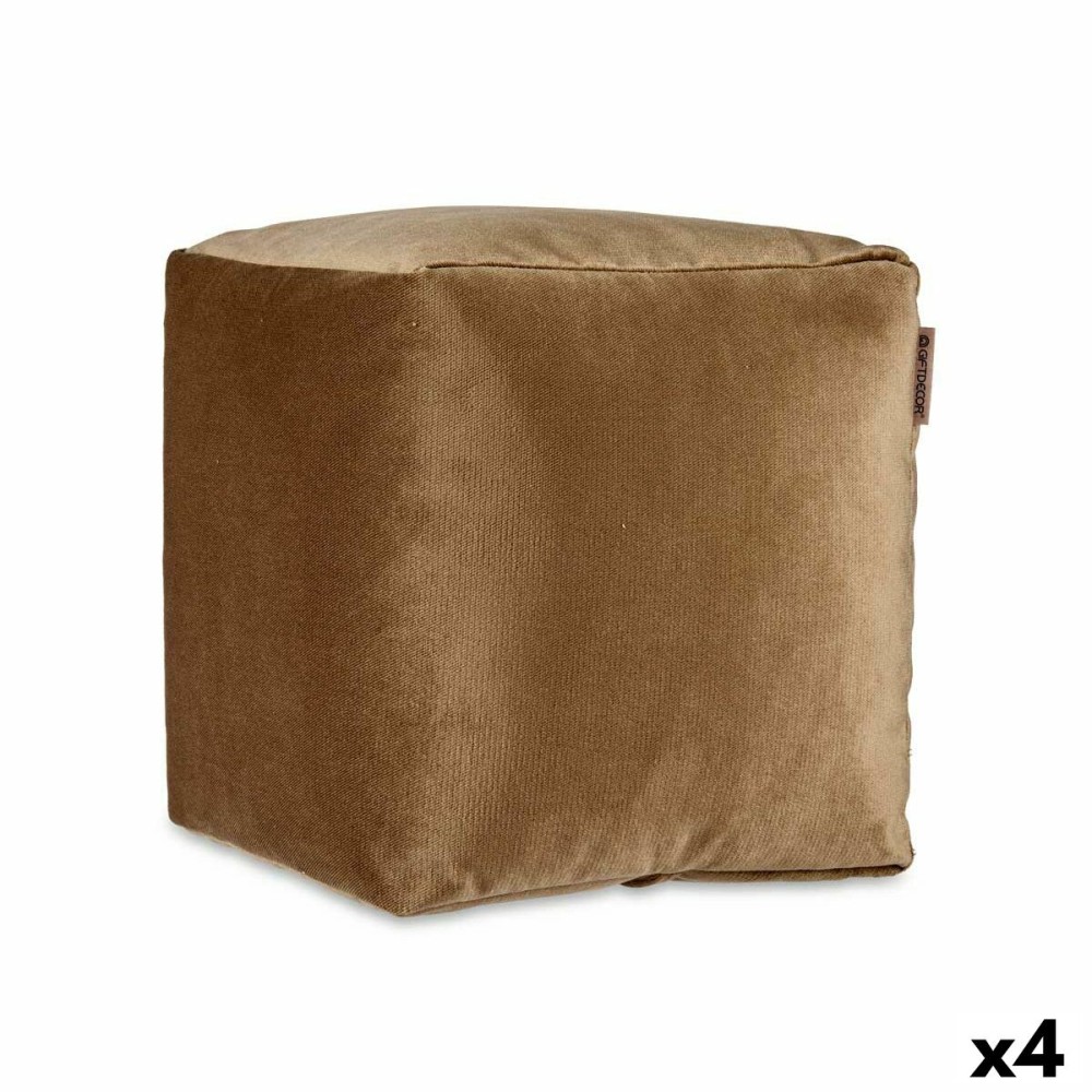 Pouf Velours Marron 30 x 30 x 30 cm (4 Unités)