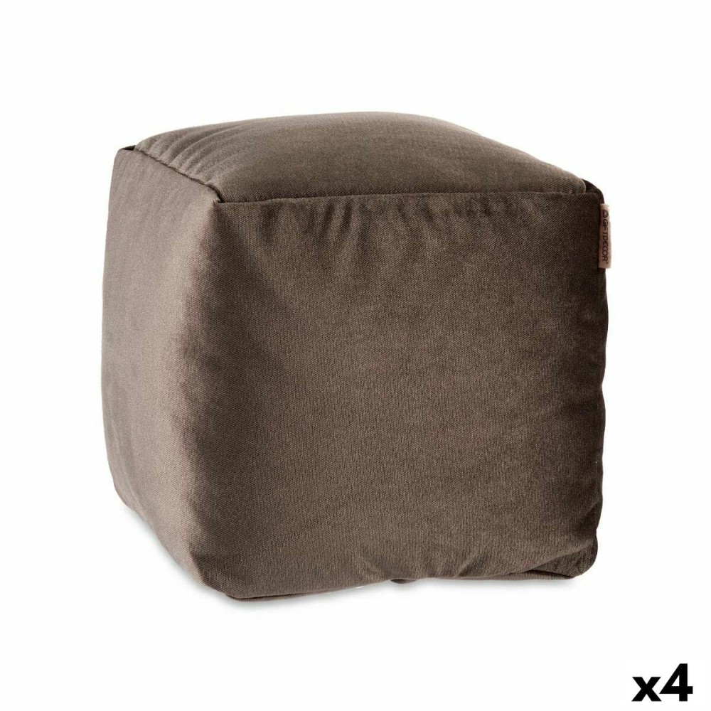 Pouf Velours Gris 30 x 30 x 30 cm (4 Unités)