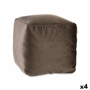 Pouf Velours Gris 30 x 30 x 30 cm (4 Unités)