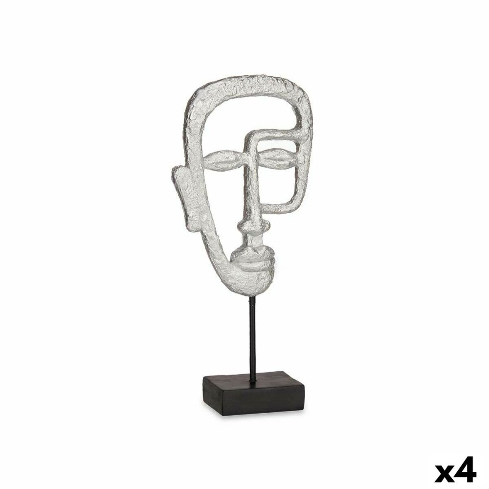 Decorative Figure Face Silver 19,5 x 38 x 10,5 cm (4 Units)