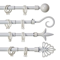 Curtain Bar Extendable White Iron 5 x 122 x 5 cm (8 Units)