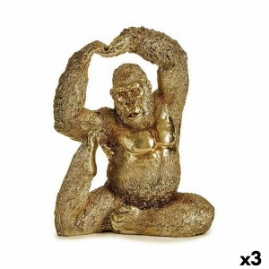 Deko-Figur Yoga Gorilla Gold 14 x 30 x 25,5 cm (3 Stück)